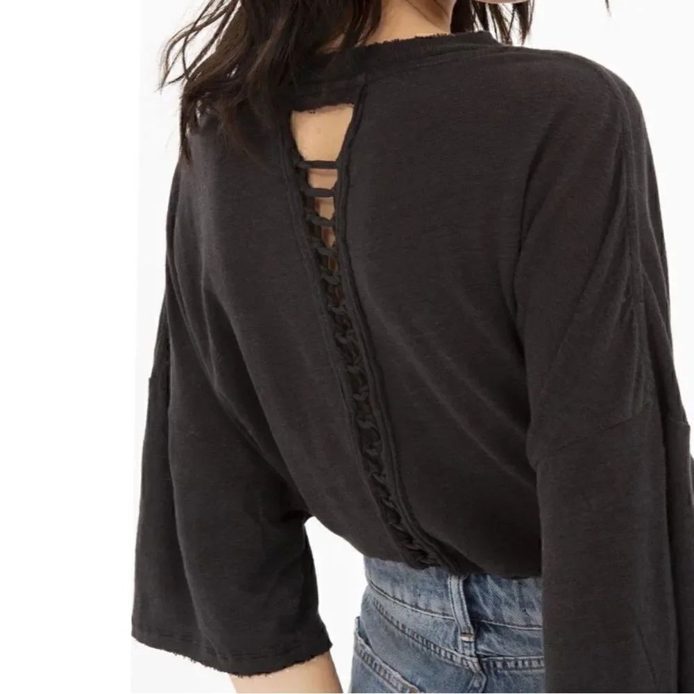 IRO 100% Linen Sturdy Tee Short Sleeve Oversized Cut Out Slouchy Top Black XS